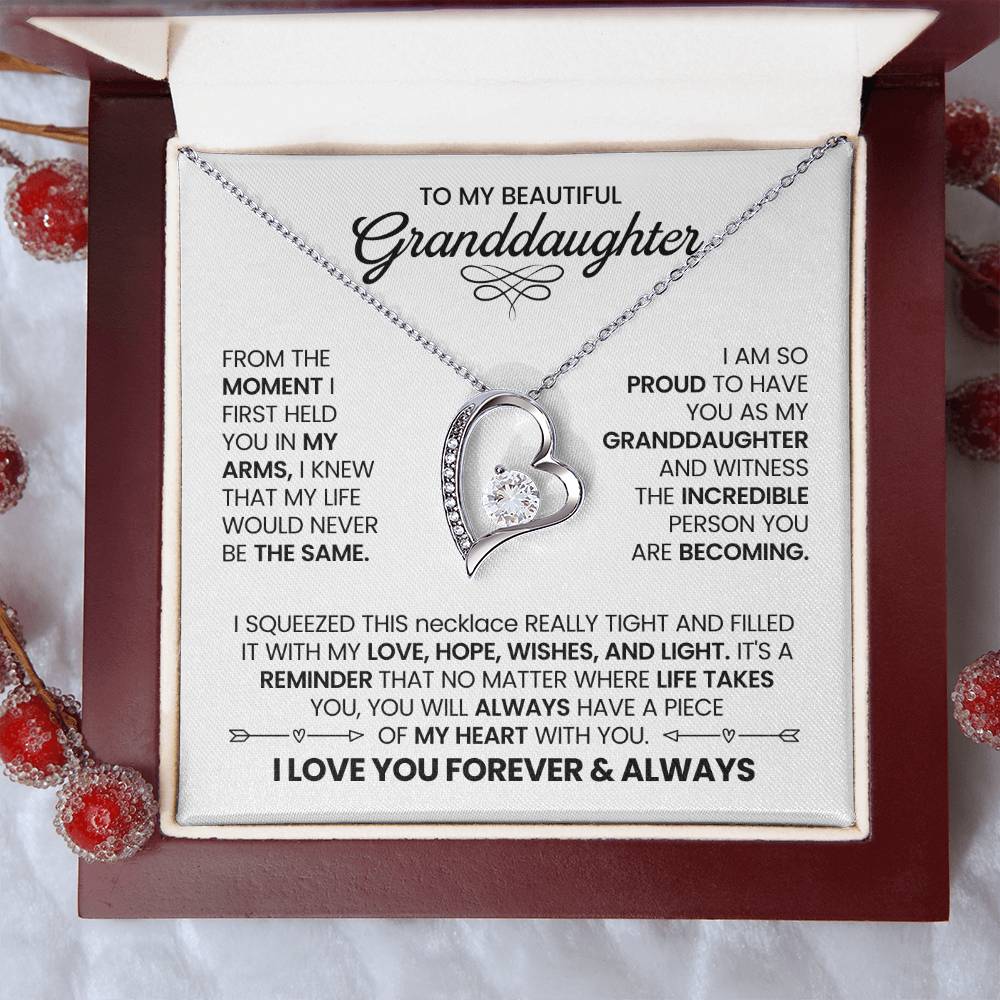 To my beautiful Granddaughter heart necklace