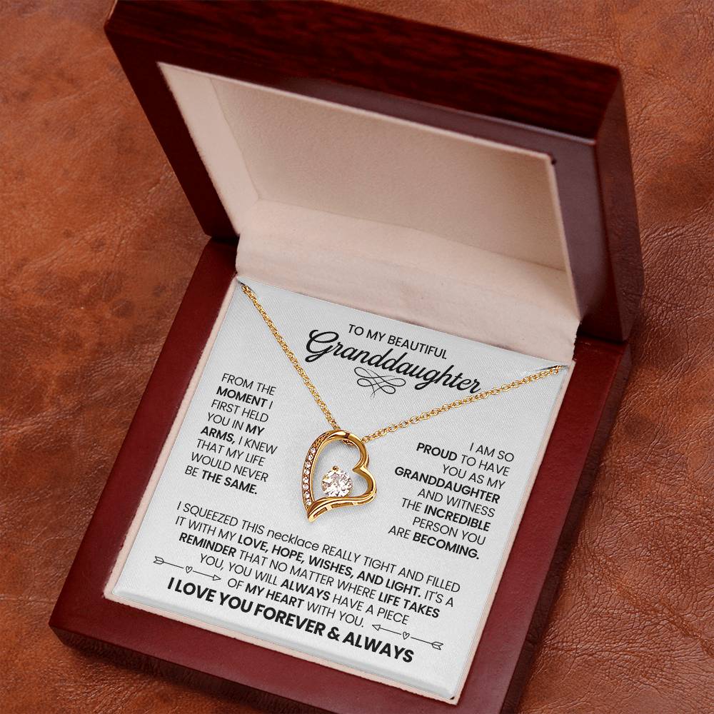 To my beautiful Granddaughter heart necklace