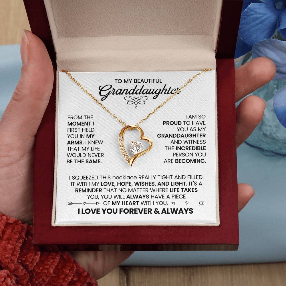 To my beautiful Granddaughter heart necklace