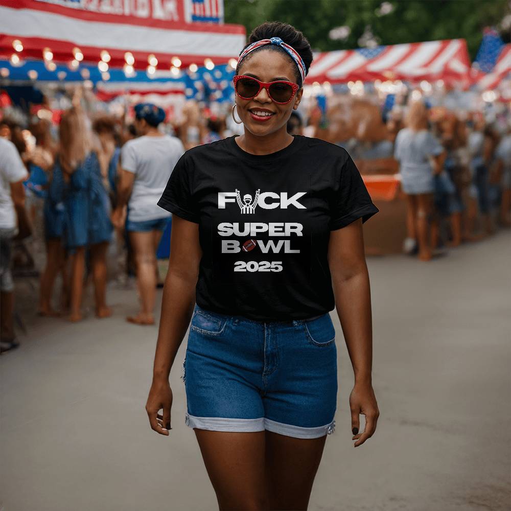 Black Unisex Superbowl 2025 Tshirt, Funny Superbowl Tee, Anti-Superbowl Shirt, Sports Parody Shirt, Unisex Game Day Humor Tee, Not a Fan Football Tee