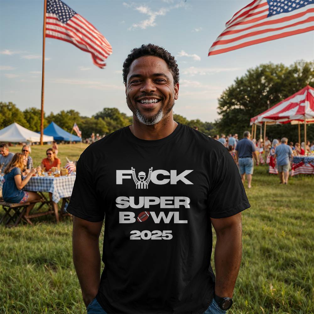 Black Unisex Superbowl 2025 Tshirt, Funny Superbowl Tee, Anti-Superbowl Shirt, Sports Parody Shirt, Unisex Game Day Humor Tee, Not a Fan Football Tee