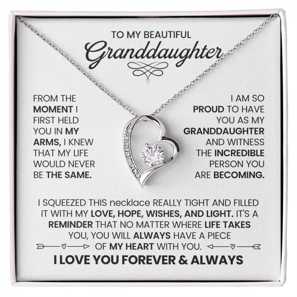 To my beautiful Granddaughter heart necklace