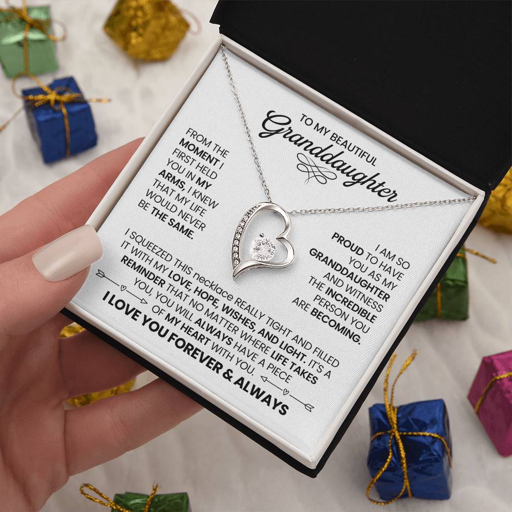 To my beautiful Granddaughter heart necklace