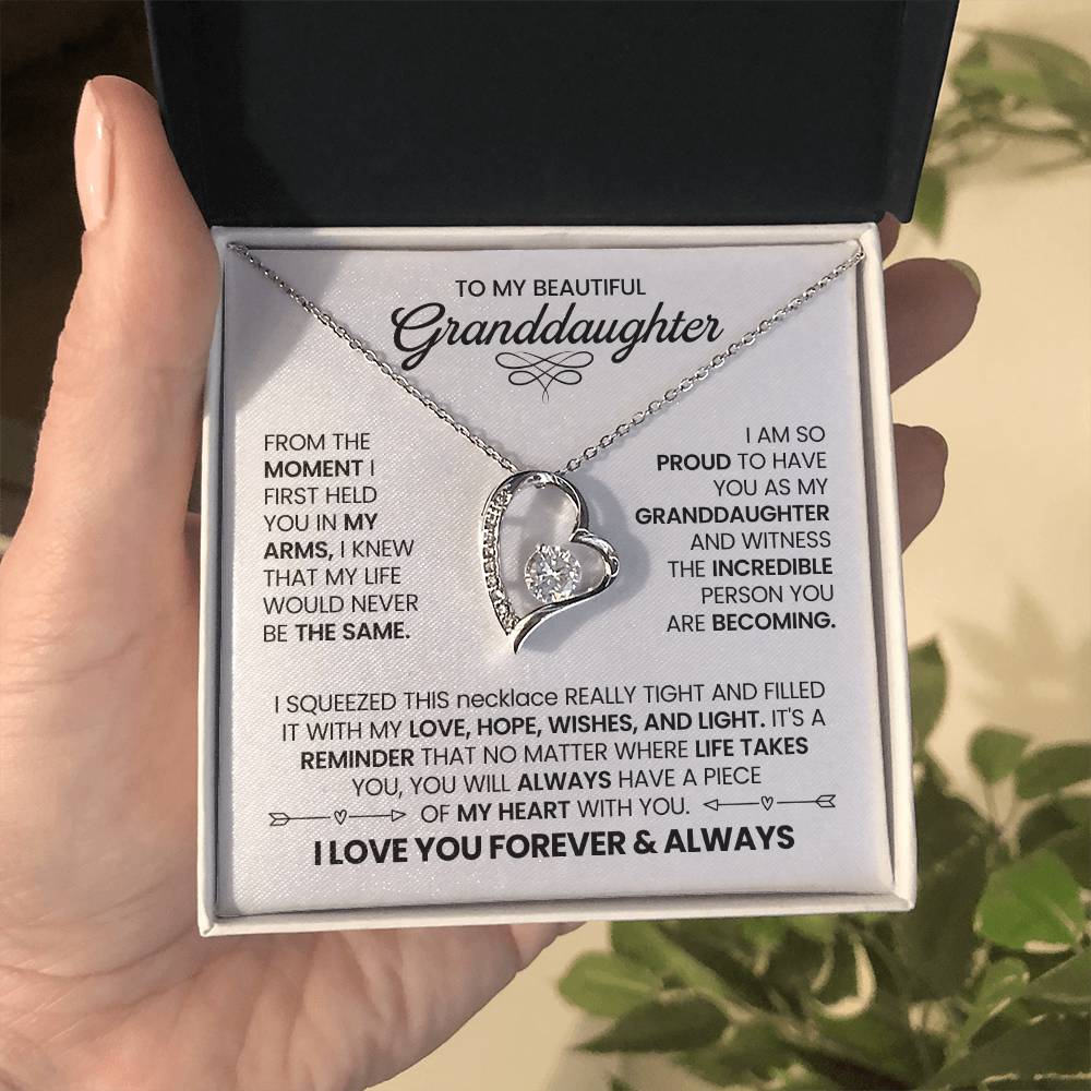 To my beautiful Granddaughter heart necklace