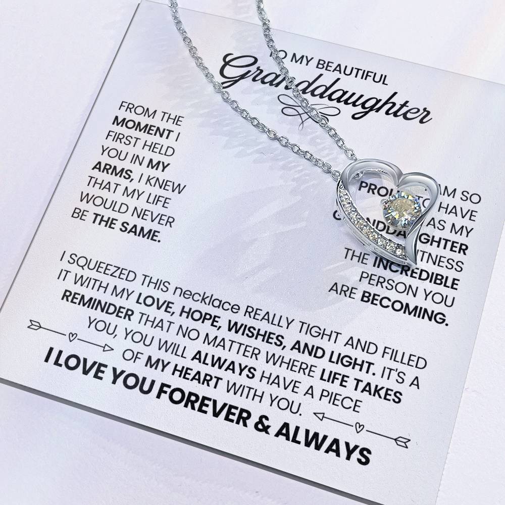 To my beautiful Granddaughter heart necklace