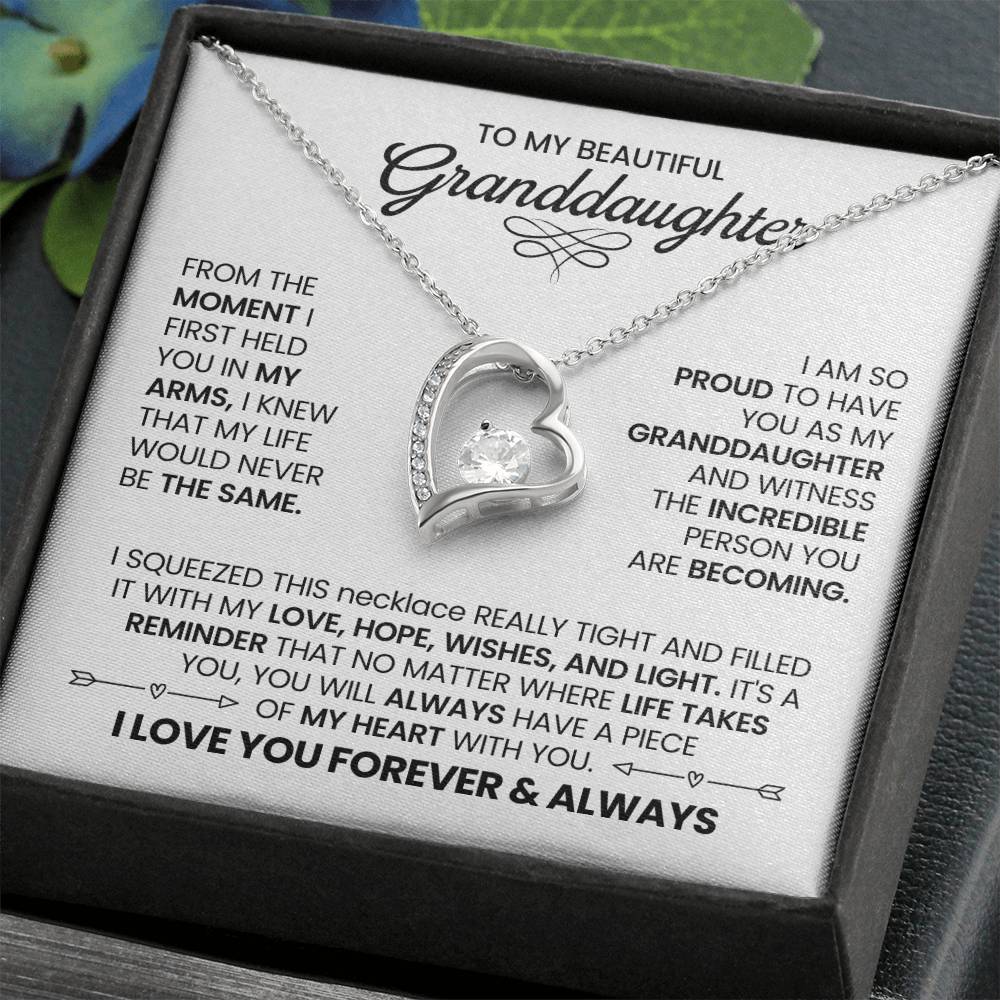 To my beautiful Granddaughter heart necklace