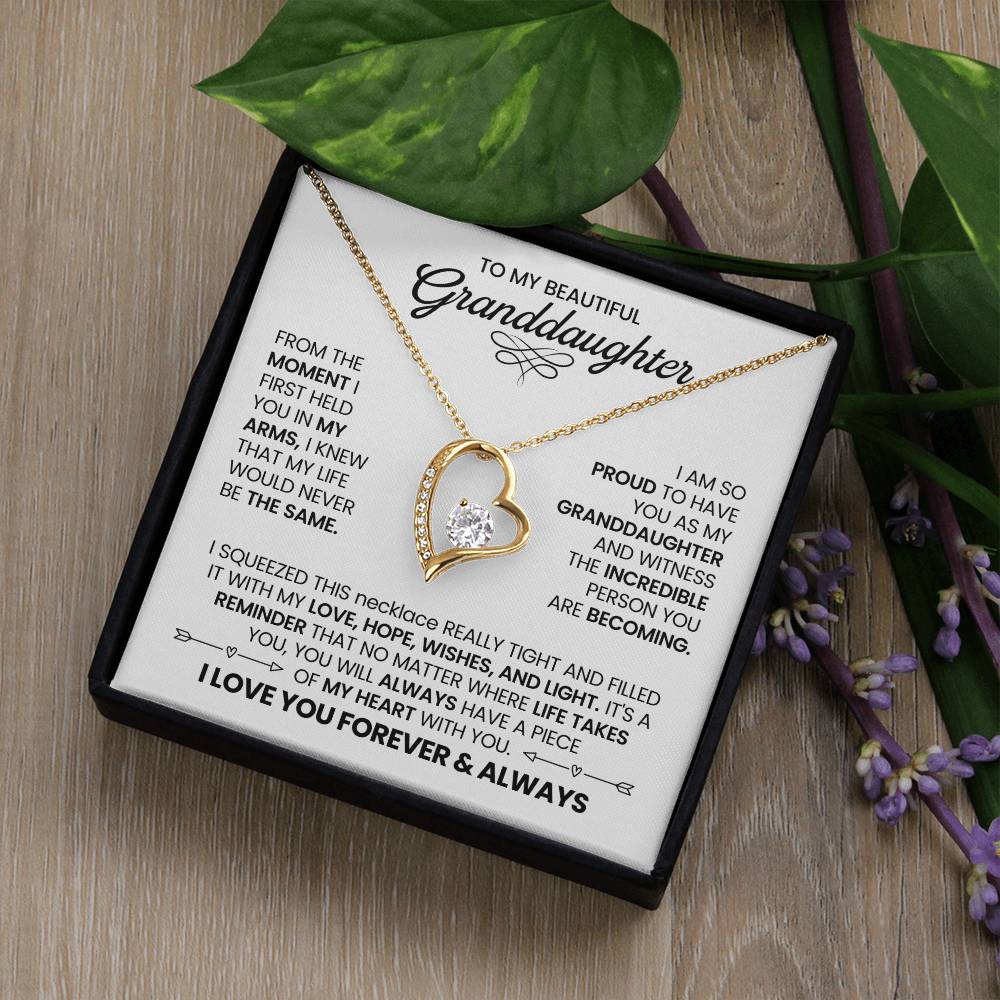 To my beautiful Granddaughter heart necklace