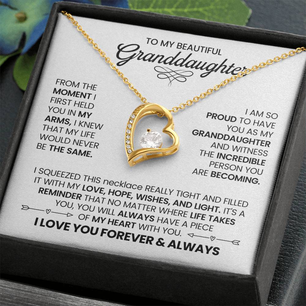 To my beautiful Granddaughter heart necklace