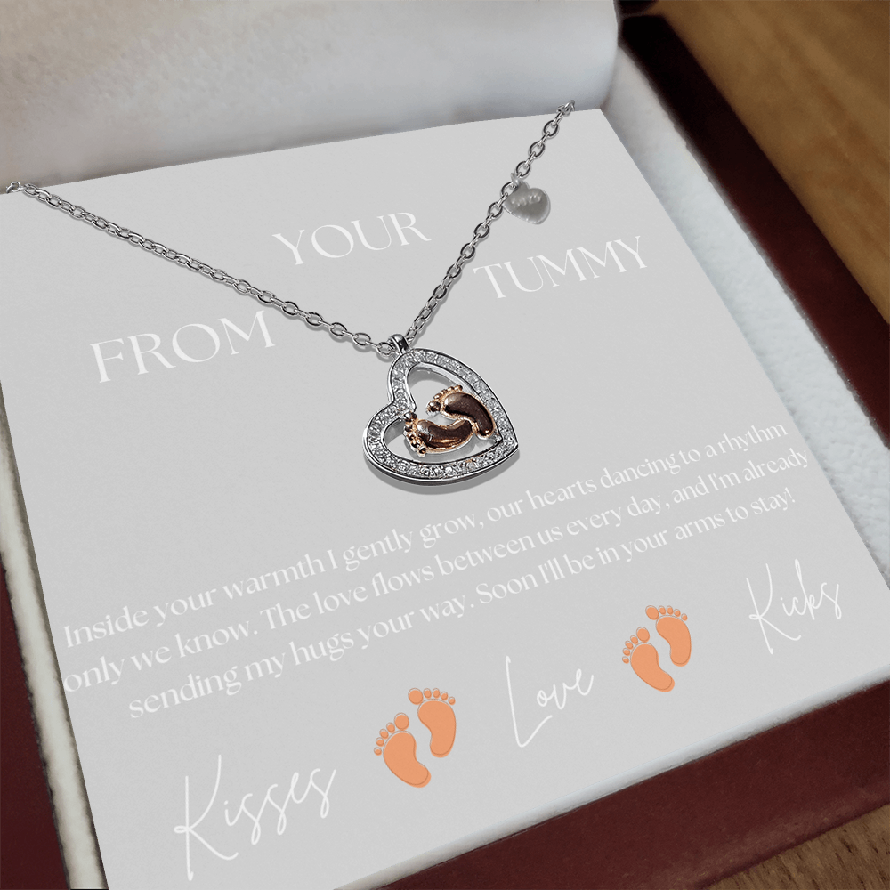 Mom to be necklace Pregnant Mom Baby feet heart necklace Pregnancy gifts baby shower maternity