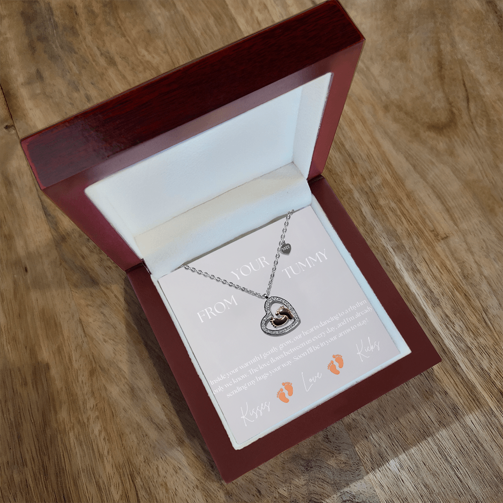 Mom to be necklace Pregnant Mom Baby feet heart necklace Pregnancy gifts baby shower maternity