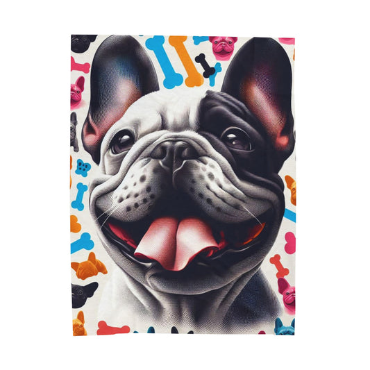 Frenchie Velveteen Plush Blanket