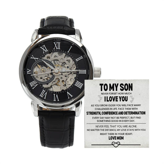 To My Son With Love From Mom Men's Openwork Watch