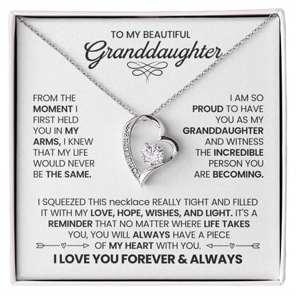 To my beautiful Granddaughter heart necklace