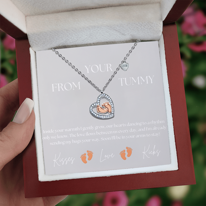 Mom to be necklace Pregnant Mom Baby feet heart necklace Pregnancy gifts baby shower maternity